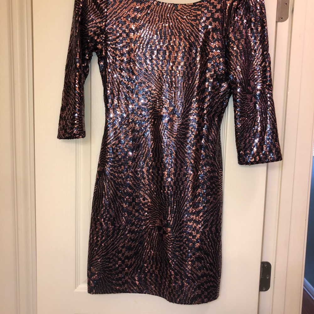 Rose Gold And Navy Sequin Dress
